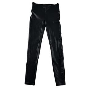 Spanx Pants Women's Size Medium Black Faux Leather Leggings High Rise Moto